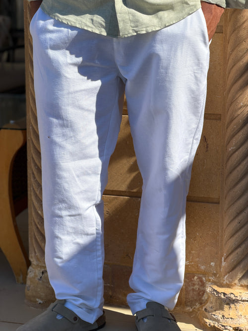 White linen pants
